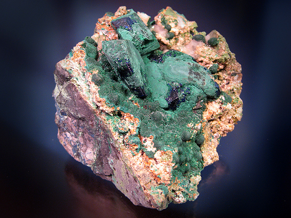 Lb Malachite pseudo morph after Azurite, Tsumeb  